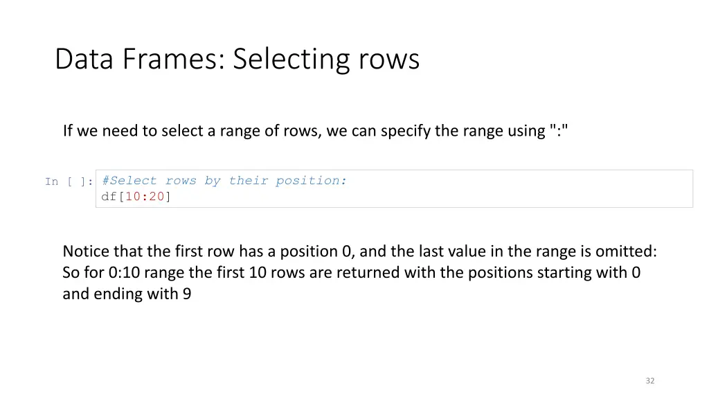 data frames selecting rows