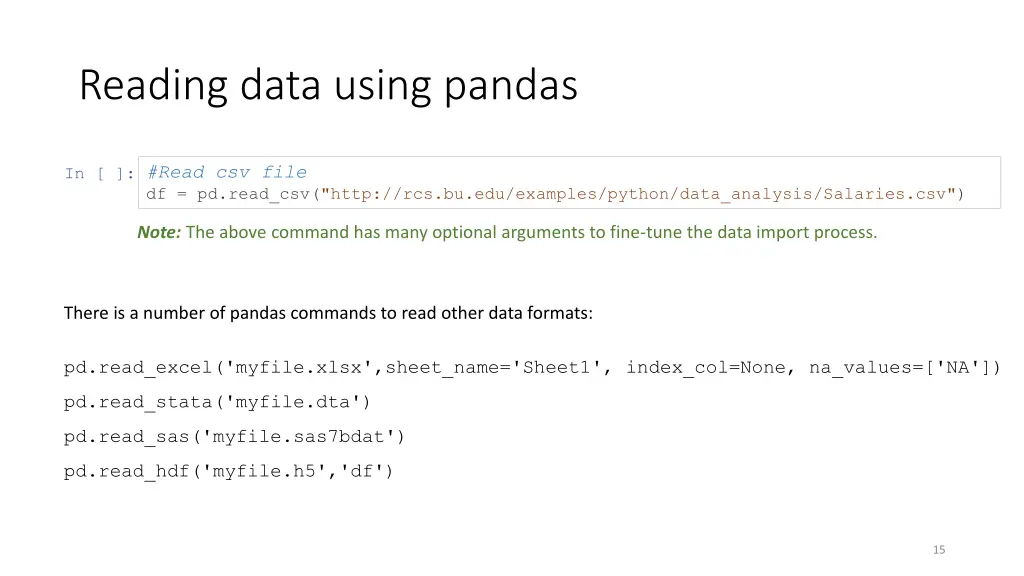 reading data using pandas