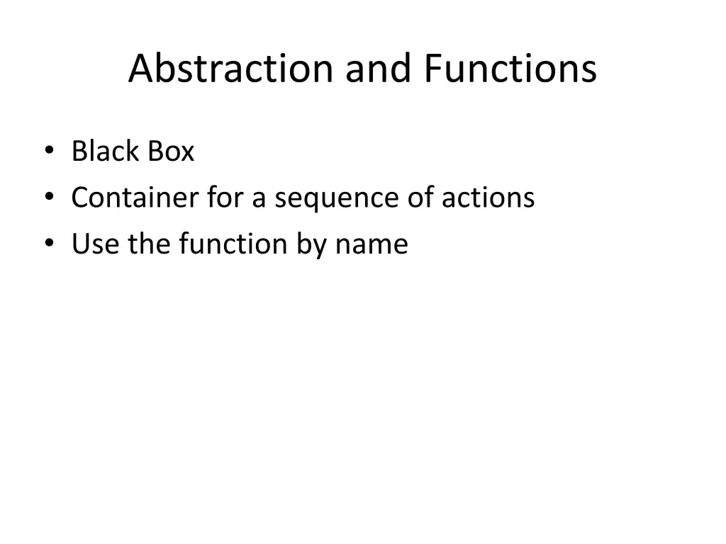 abstraction and functions