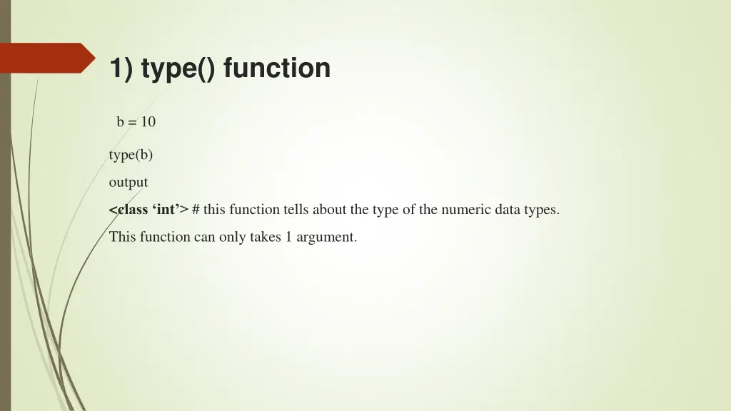 1 type function