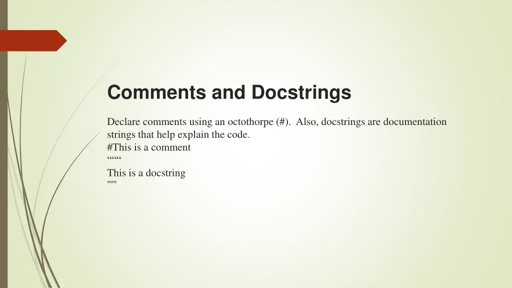 comments and docstrings