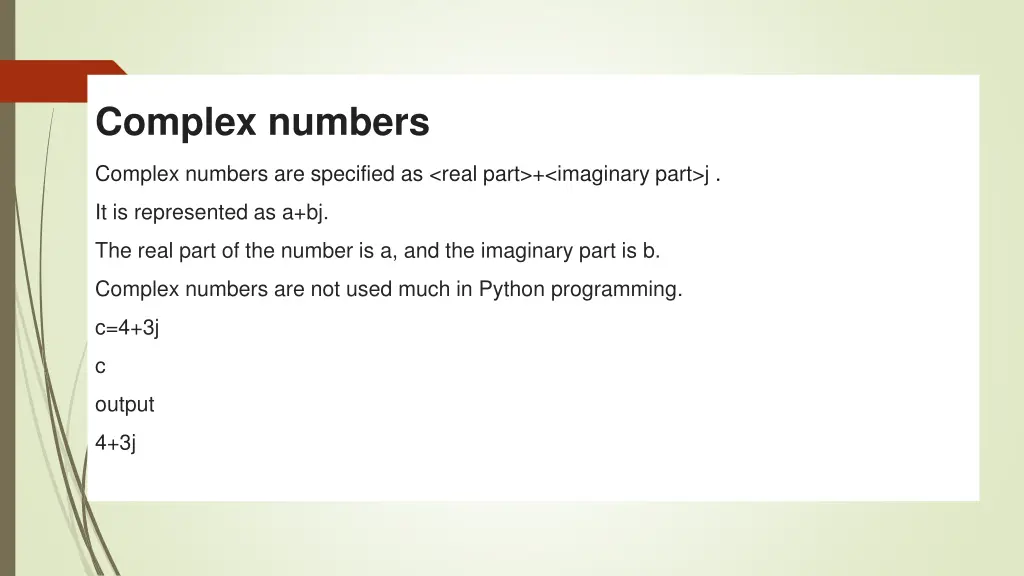 complex numbers