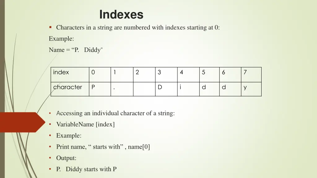 indexes