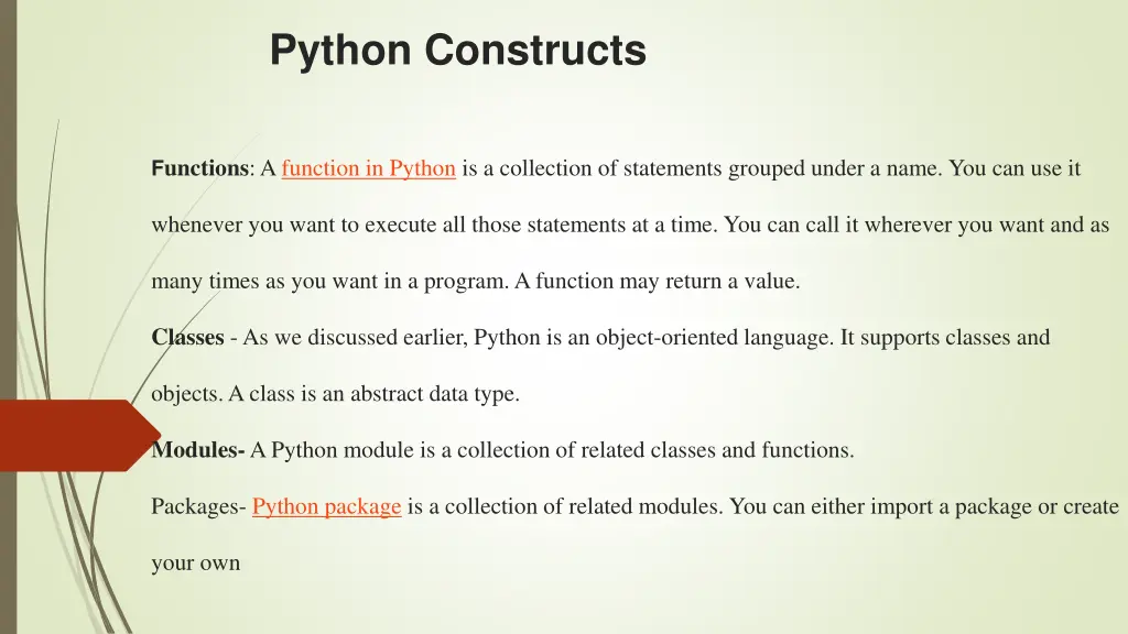 python constructs