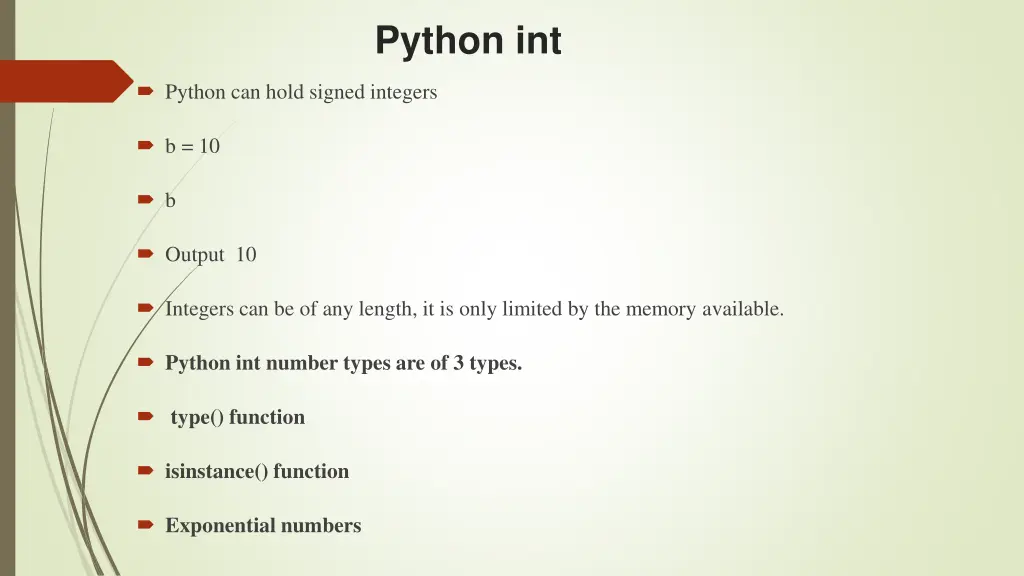 python int