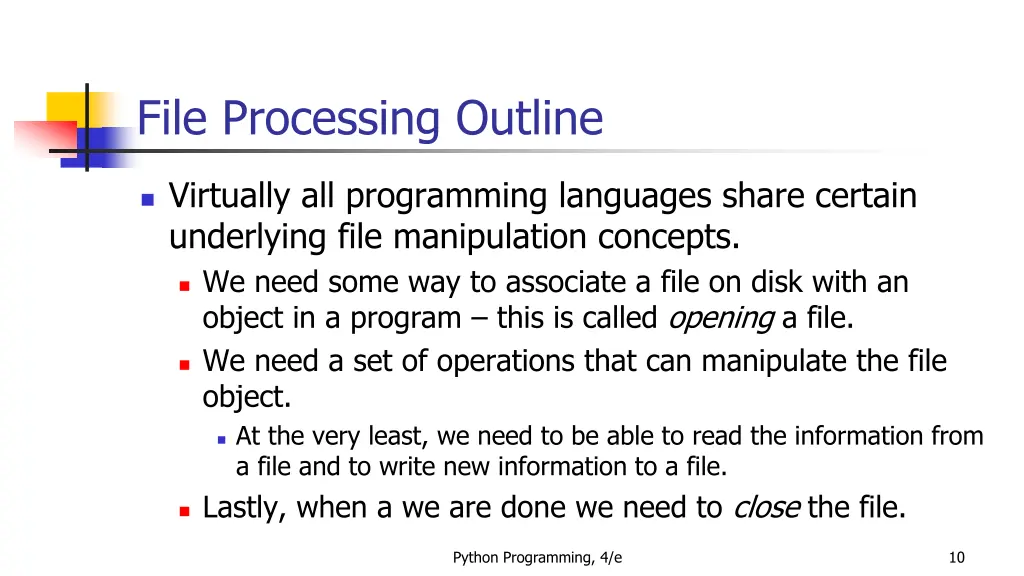 file processing outline