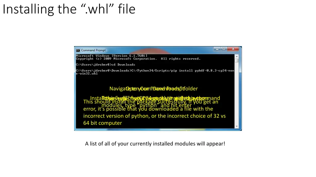 installing the whl file