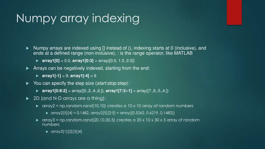 numpy array indexing