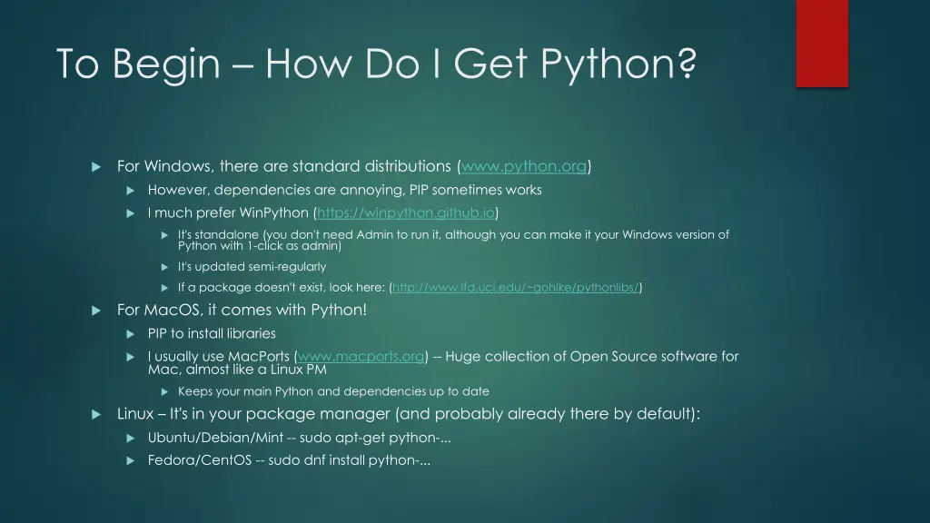 to begin how do i get python