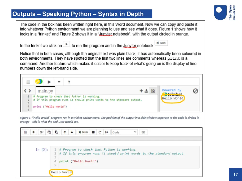 outputs speaking python syntax in depth