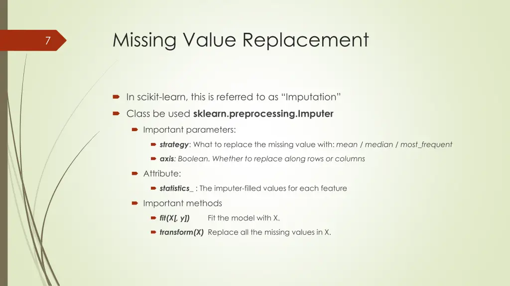 missing value replacement