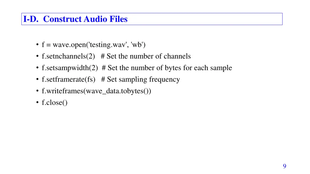 i d construct audio files