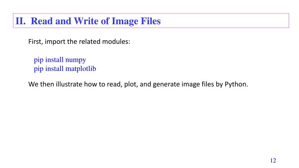 ii read and write of image files