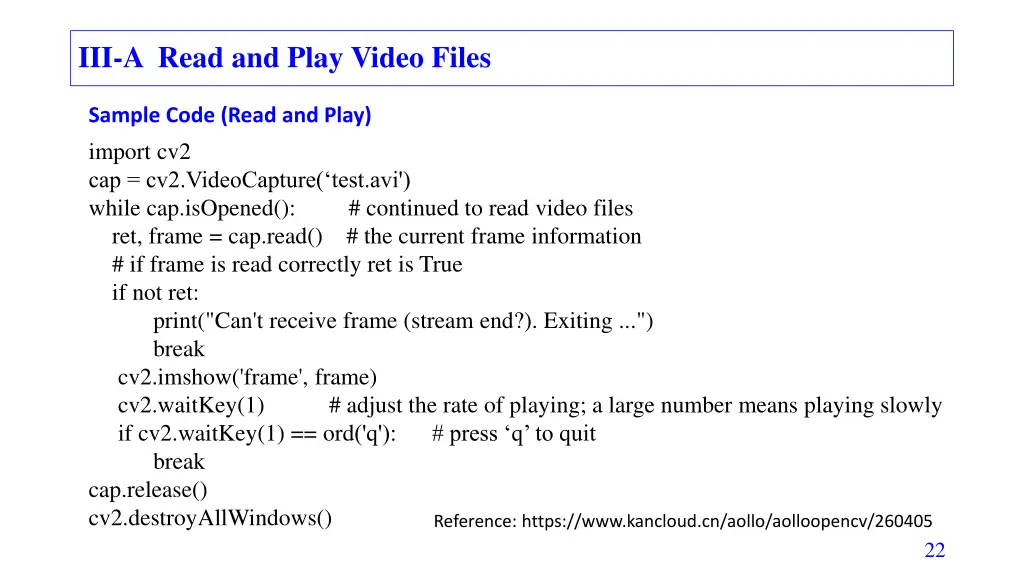 iii a read and play video files