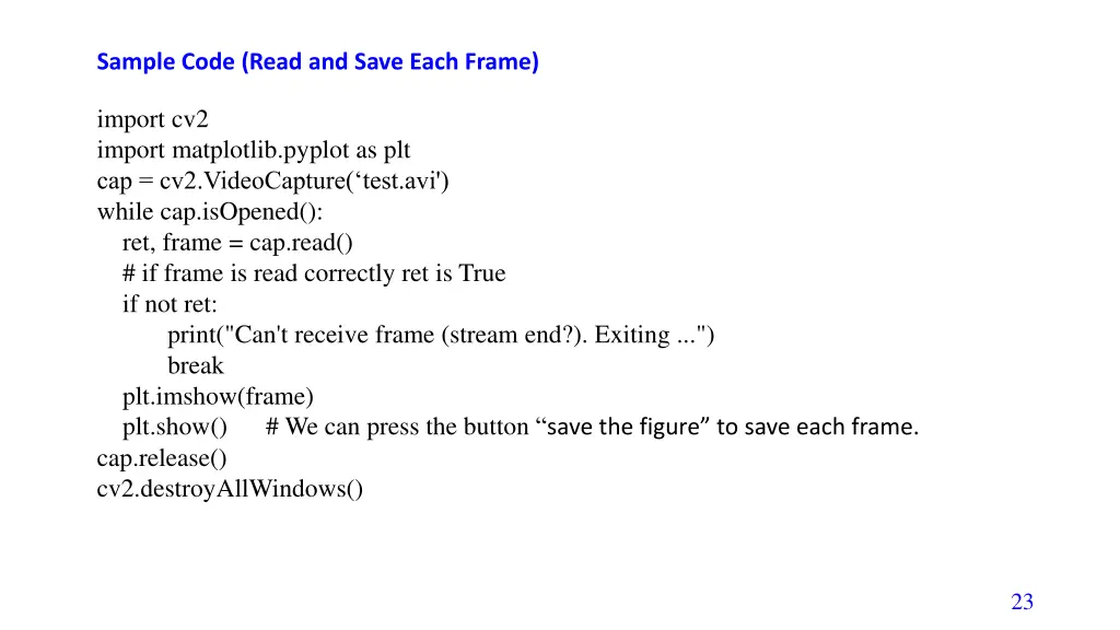 sample code read and save each frame