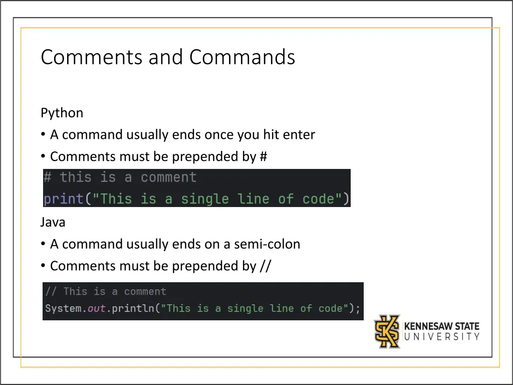 comments and commands