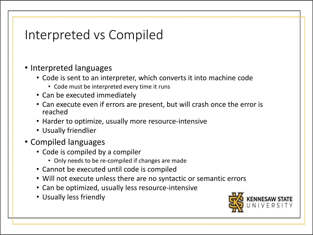 interpreted vs compiled