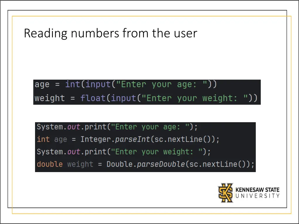 reading numbers from the user