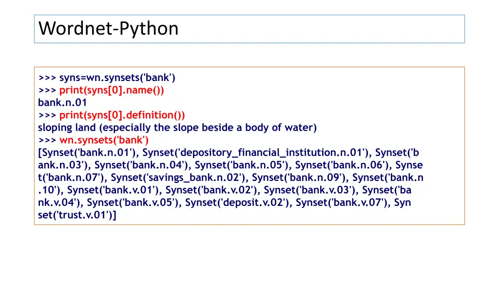 wordnet python 1