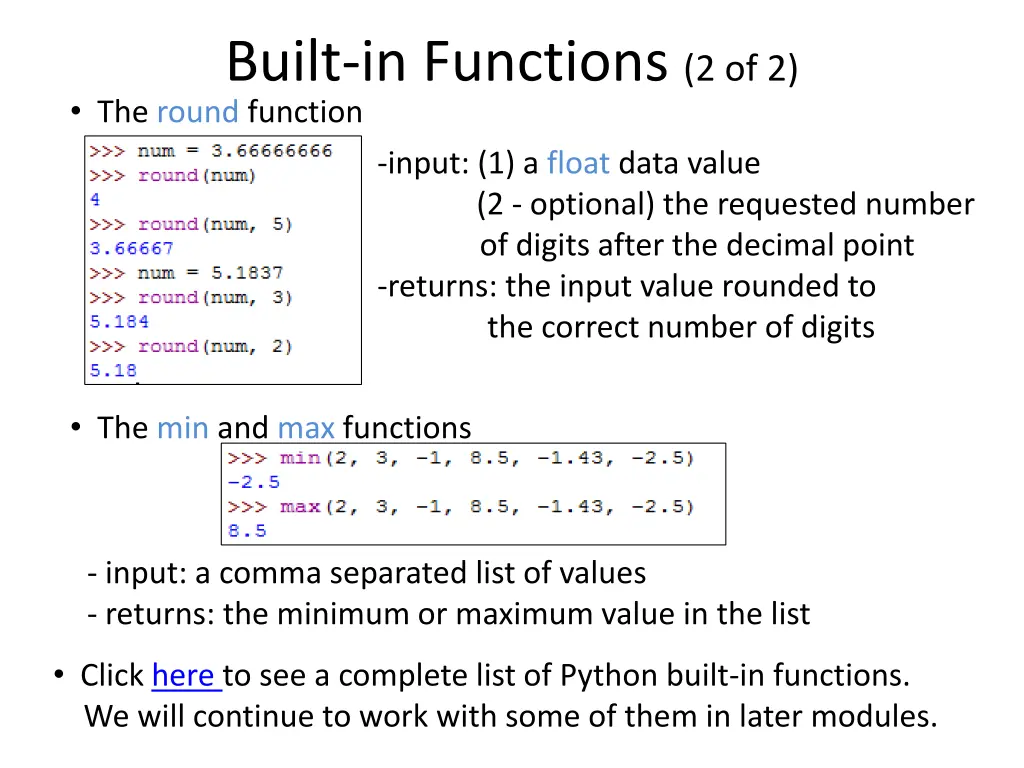 built in functions 2 of 2 the round function