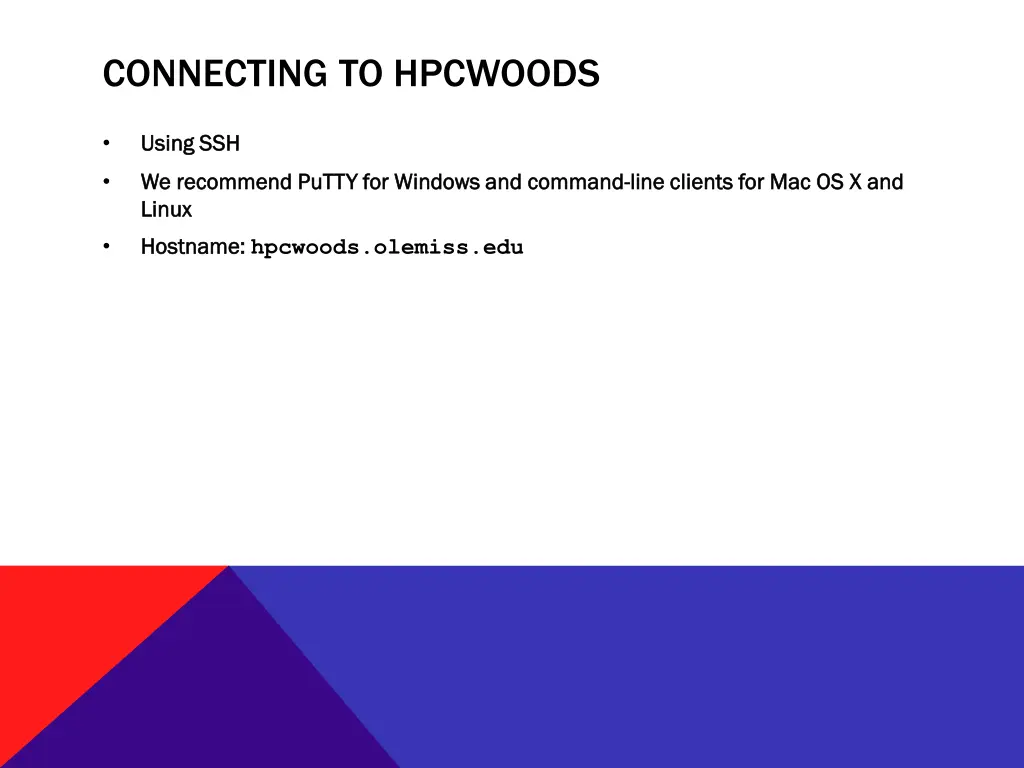 connecting to hpcwoods