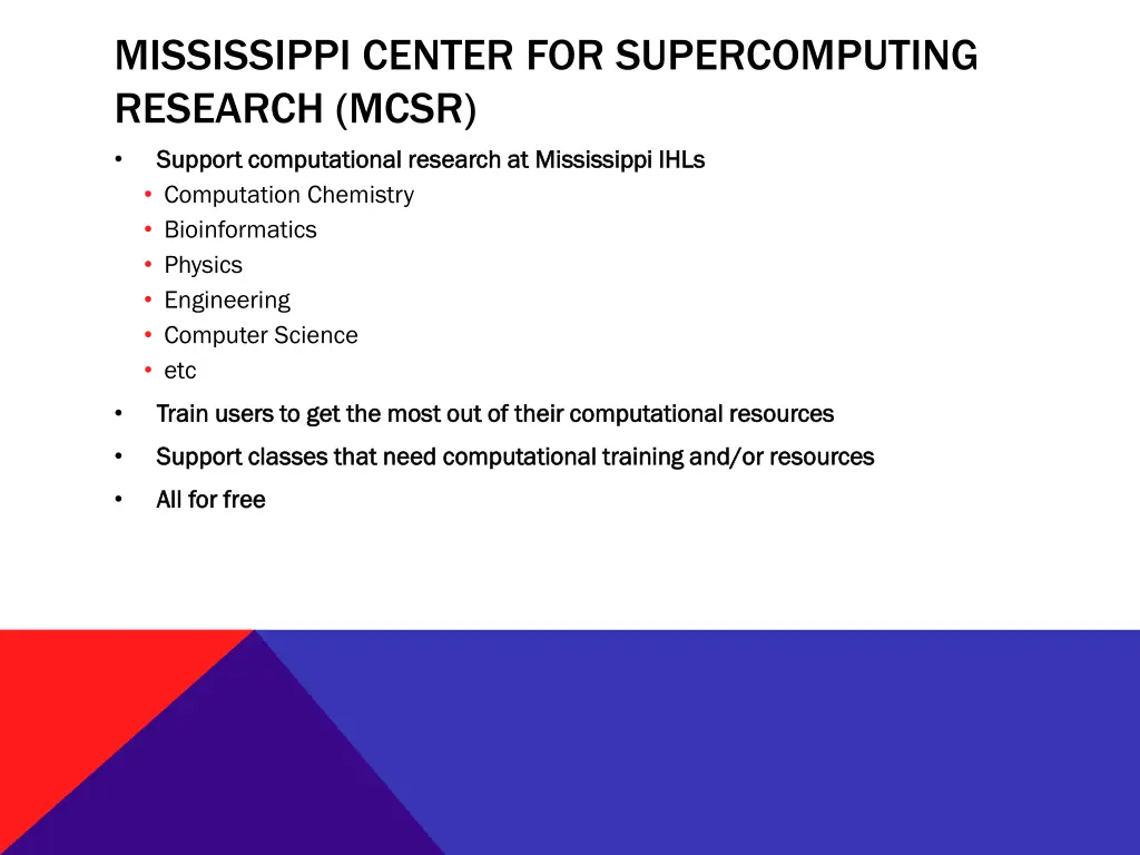 mississippi center for supercomputing research