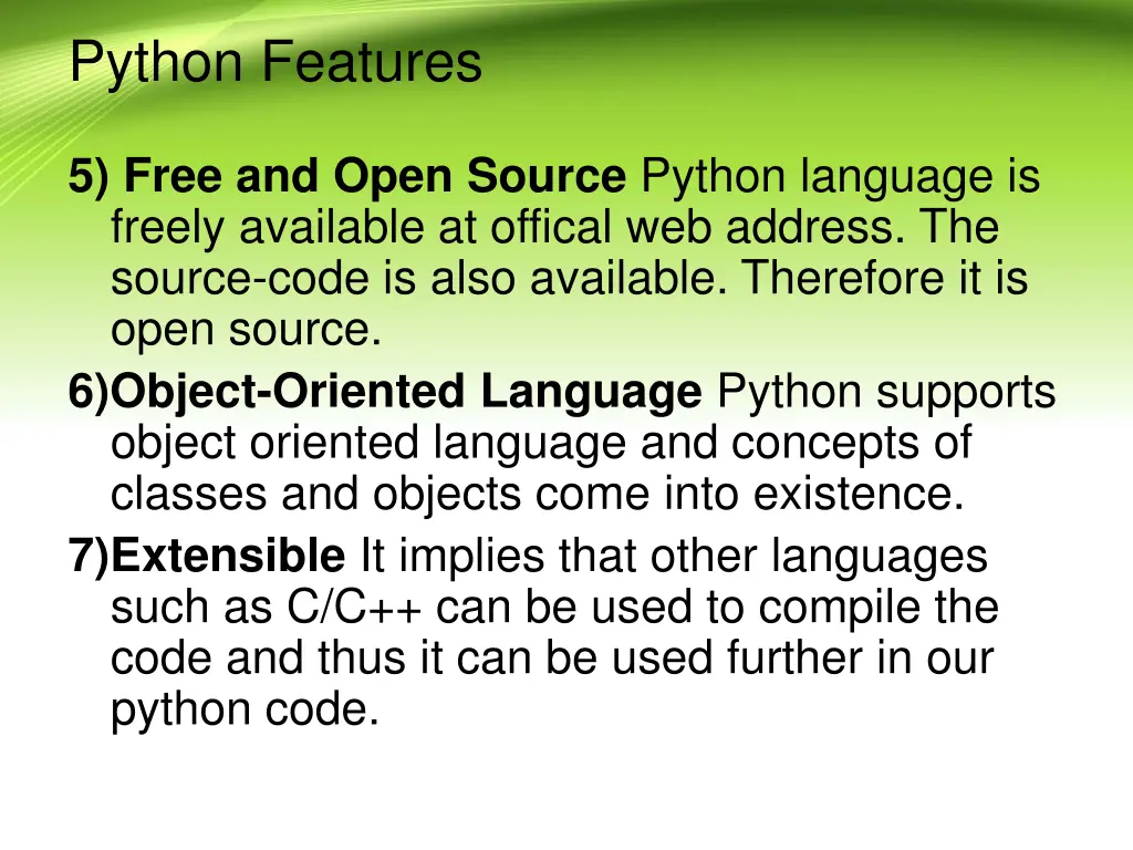 python features 1