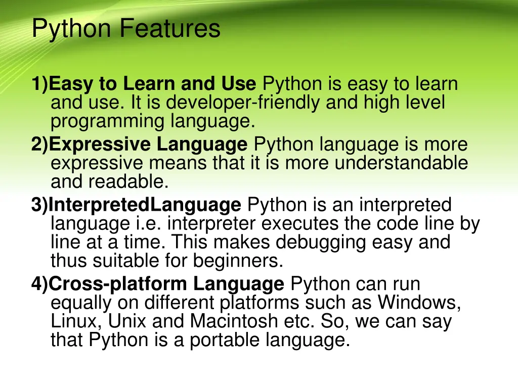 python features