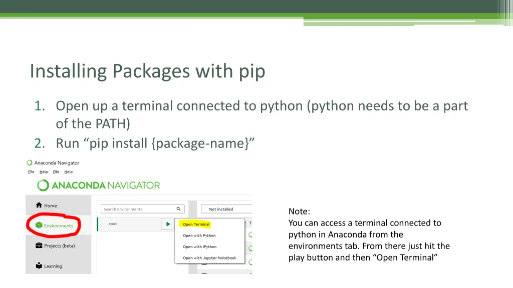 installing packages with pip