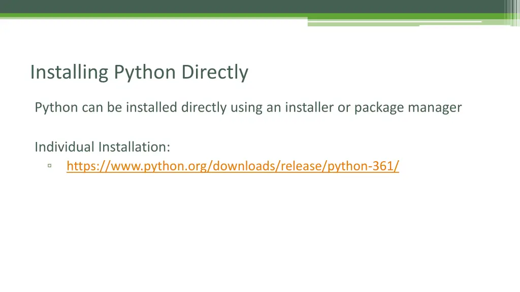 installing python directly