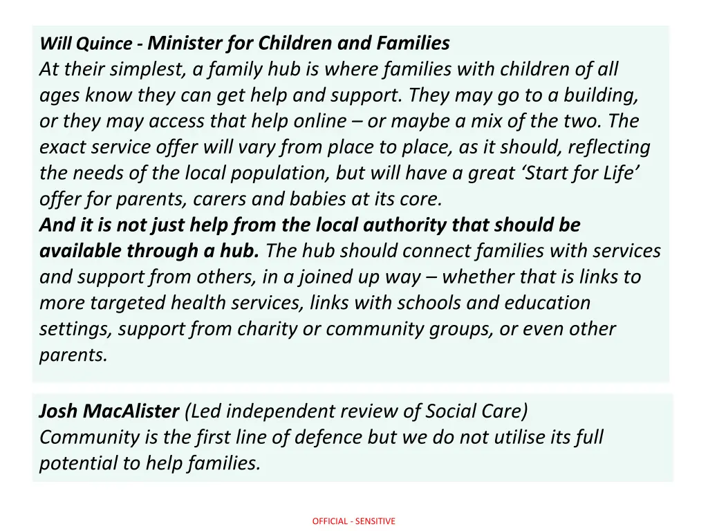 will quince minister for children and families