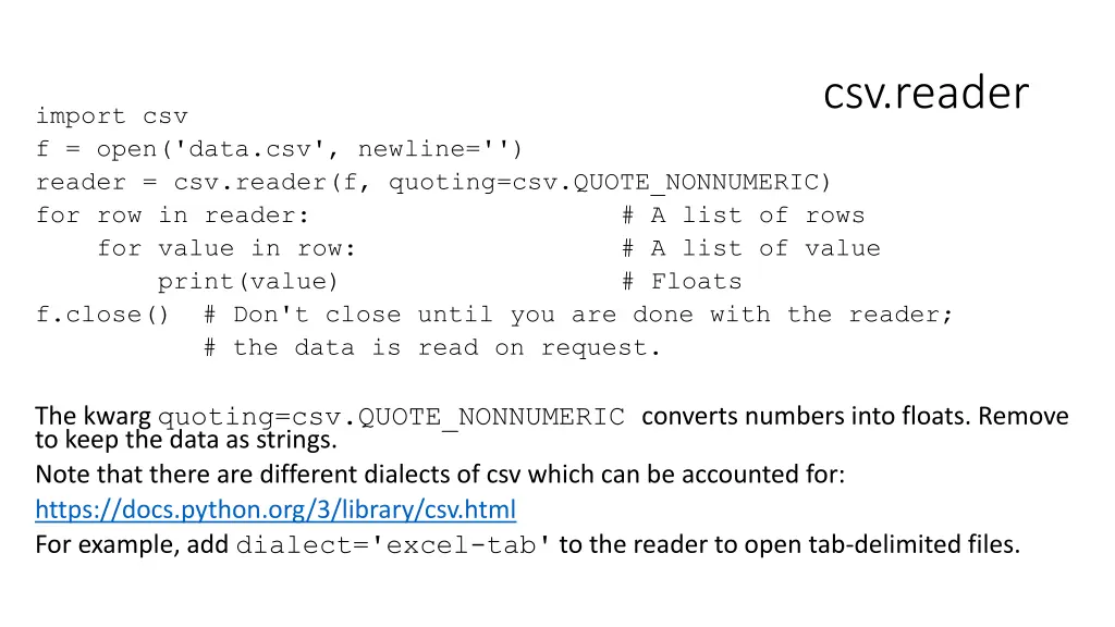 csv reader