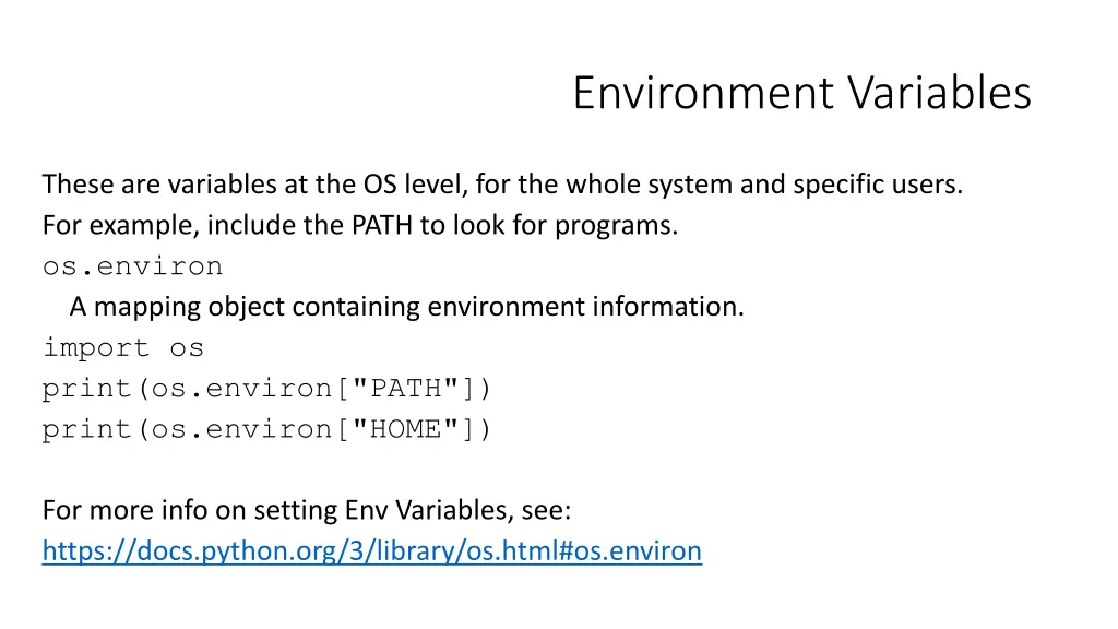 environment variables