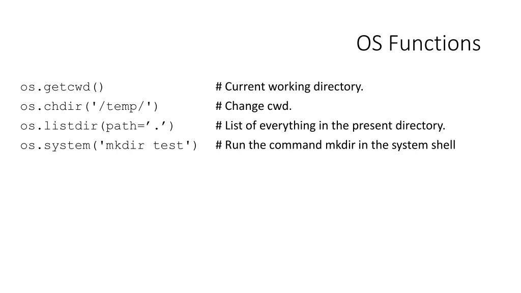 os functions