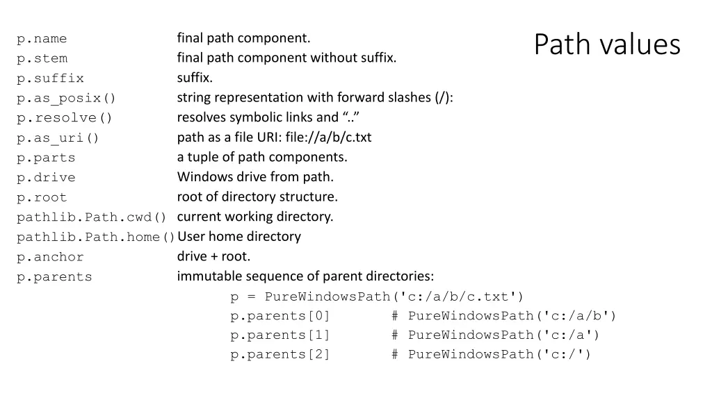 path values