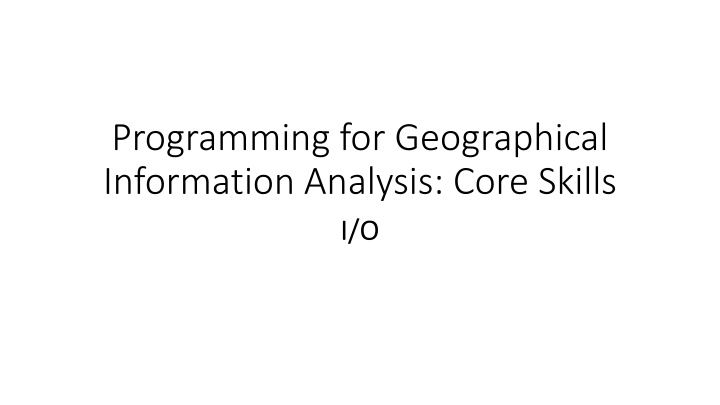 programming for geographical information analysis