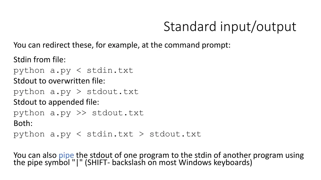 standard input output 1