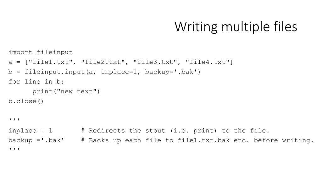 writing multiple files