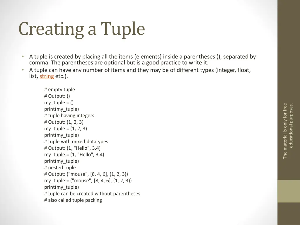 creating a tuple