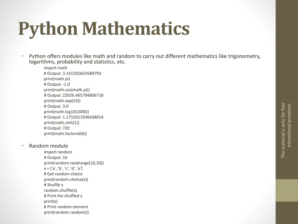 python mathematics