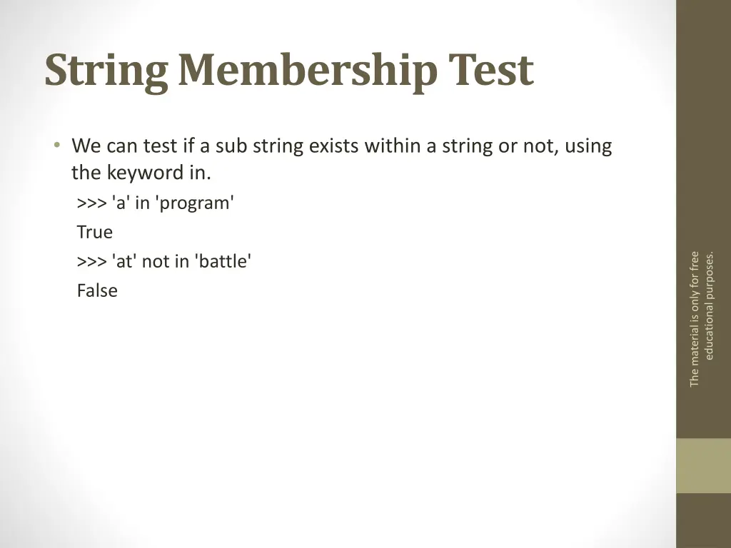 string membership test