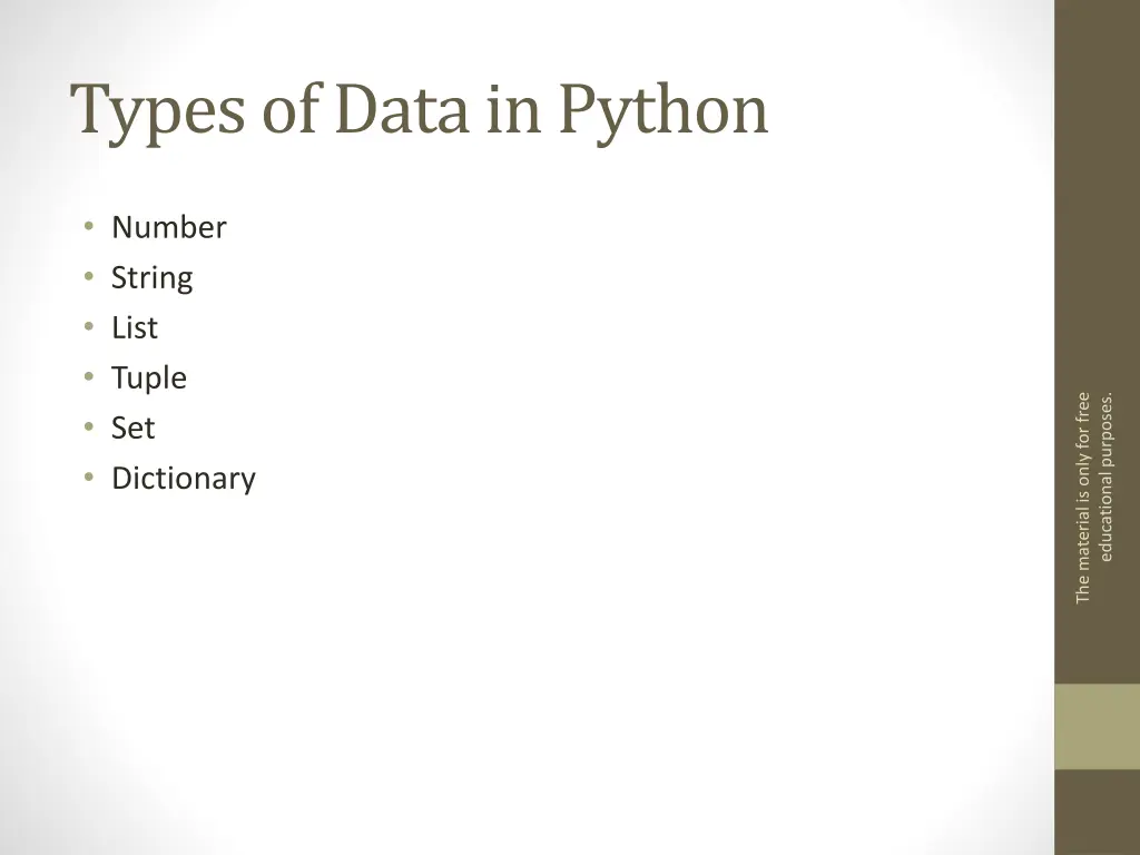 types of data in python