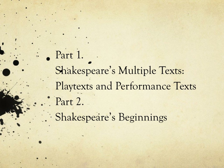 part 1 shakespeare s multiple texts playtexts