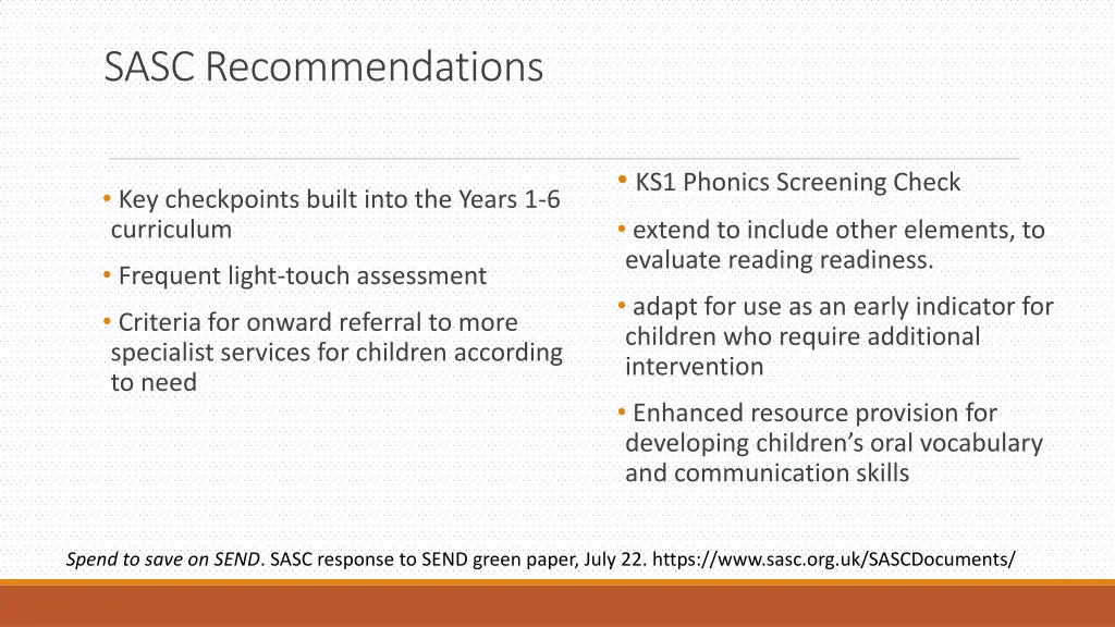 sasc recommendations