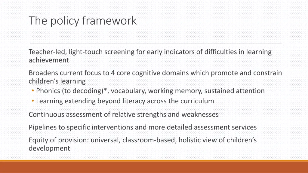 the policy framework