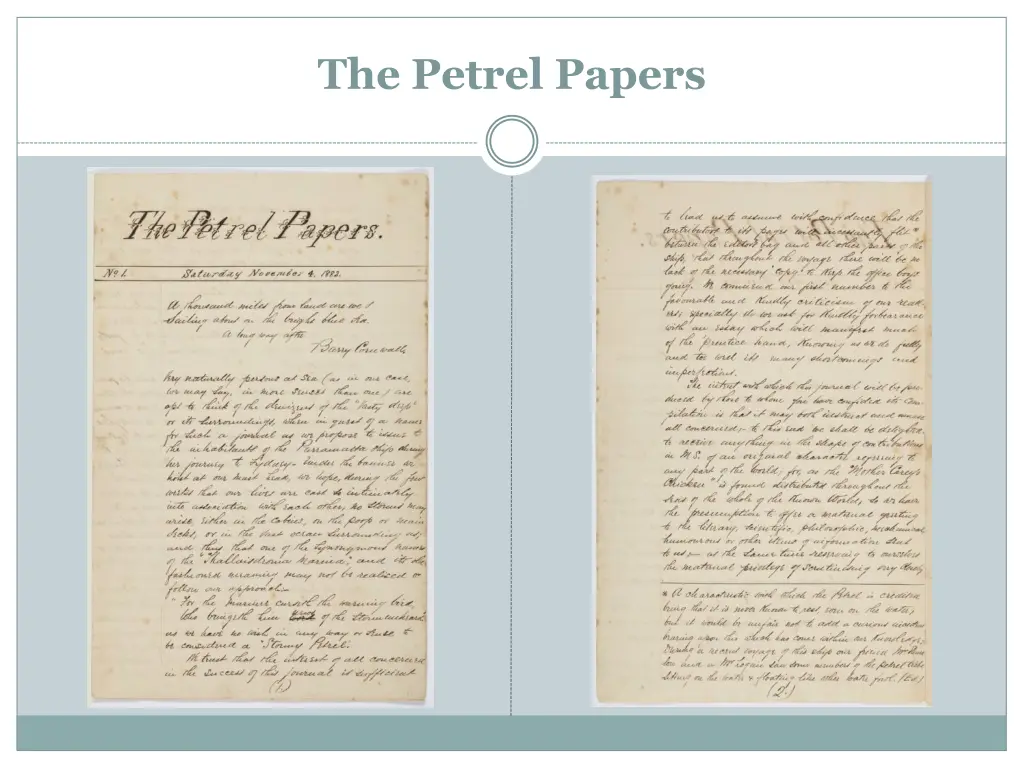 the petrel papers