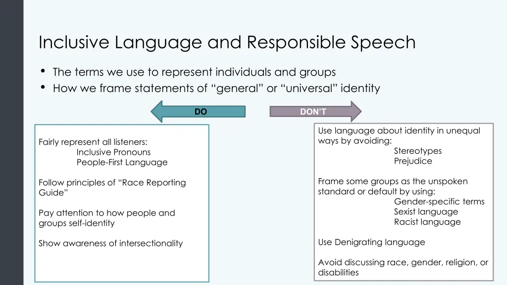 inclusive language and responsible speech