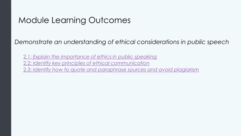 module learning outcomes