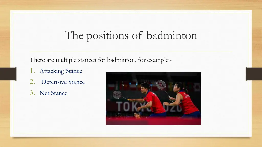 the positions of badminton