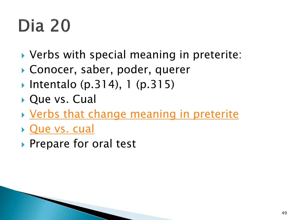 verbs with special meaning in preterite conocer